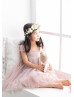 Mauve Lace Tulle Floor Length Flower Girl Dress